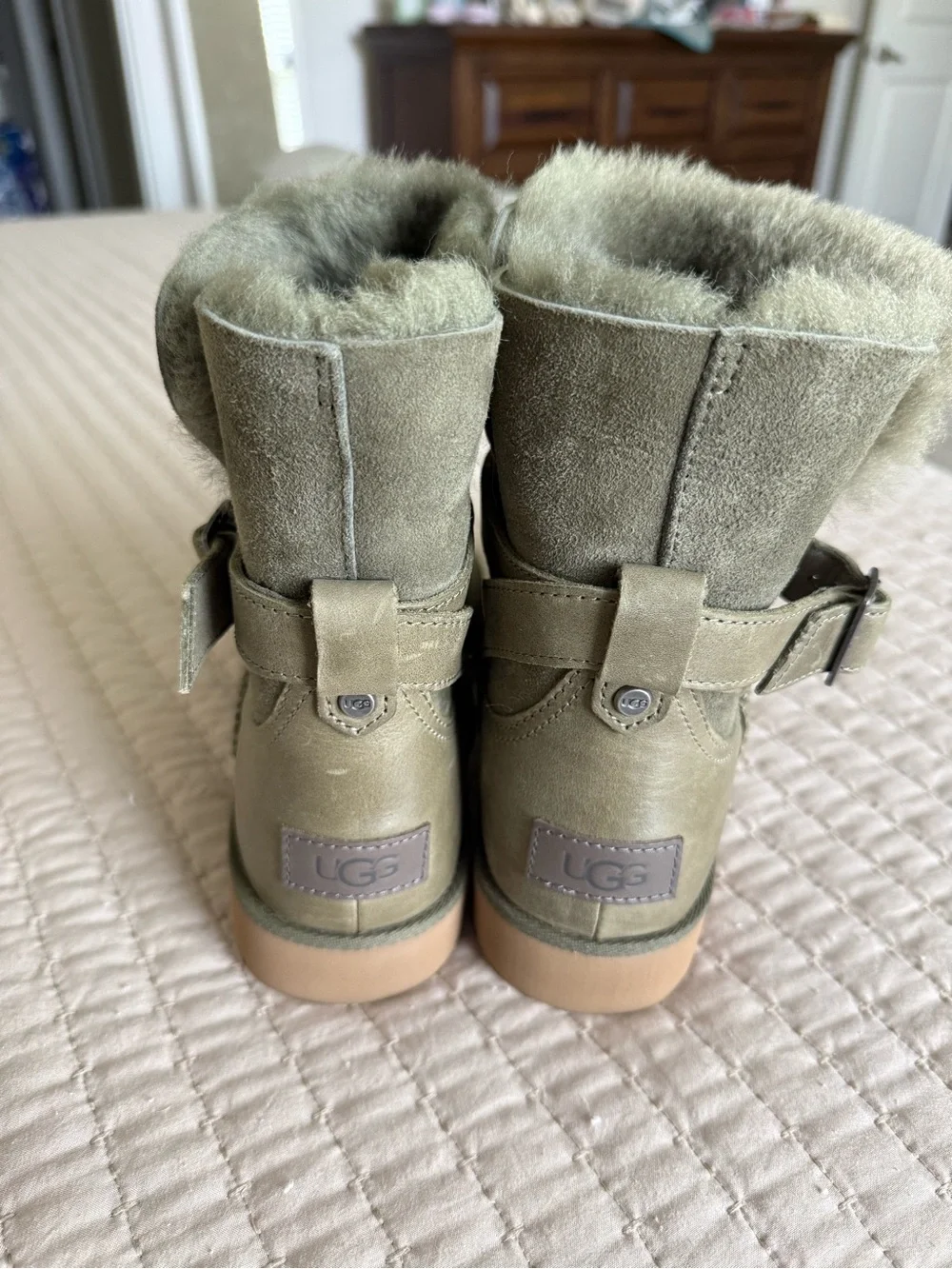 UGG Olive Green Shearling Cuff Boots